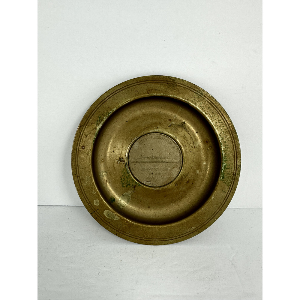 Queen Elizabeth 2 Ship Ash Tray Circa 1950's Brass 5 1/4" Diameter